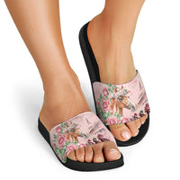 Kentucky Horse Racing Slide Sandals Rose Diamond Pattern Pink