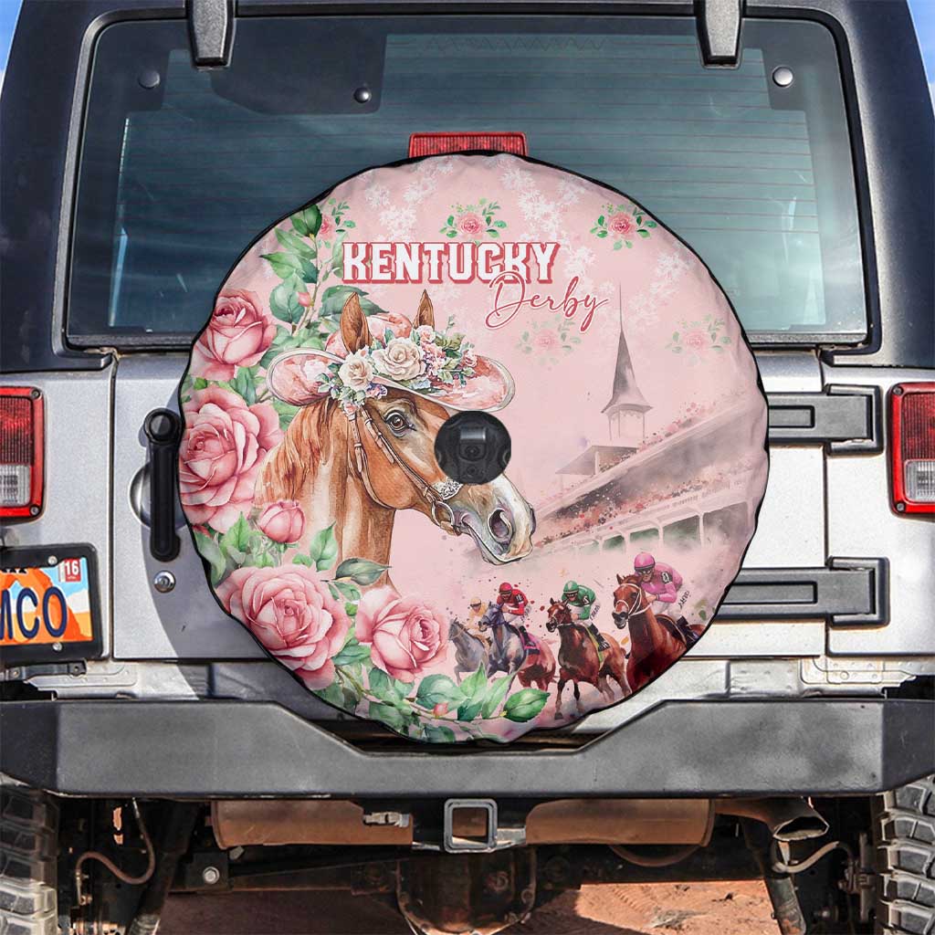 Kentucky Horse Racing Spare Tire Cover Rose Diamond Pattern Pink