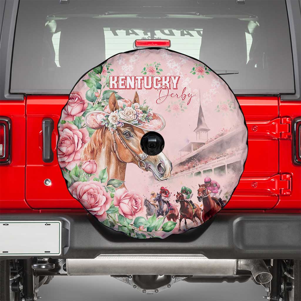 Kentucky Horse Racing Spare Tire Cover Rose Diamond Pattern Pink