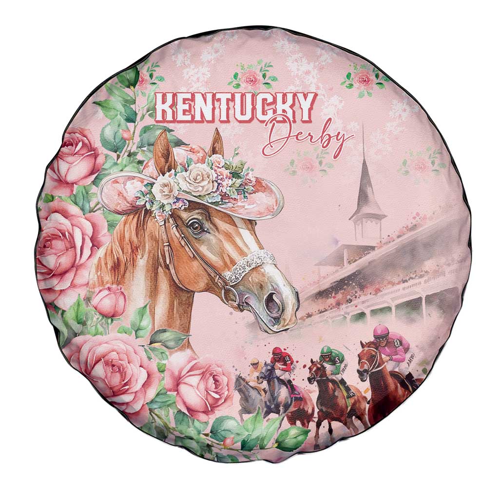 Kentucky Horse Racing Spare Tire Cover Rose Diamond Pattern Pink