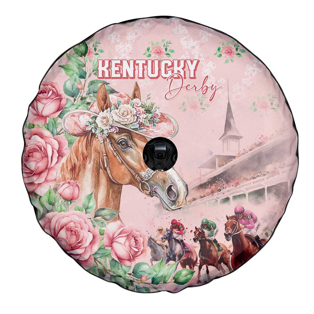 Kentucky Horse Racing Spare Tire Cover Rose Diamond Pattern Pink