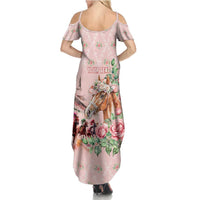 Personalized Kentucky Horse Racing Summer Maxi Dress Rose Diamond Pattern Pink