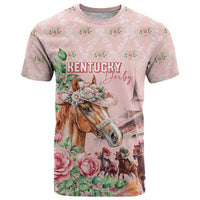 Personalized Kentucky Horse Racing T Shirt Rose Diamond Pattern Pink