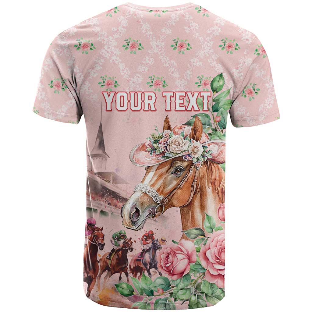 Personalized Kentucky Horse Racing T Shirt Rose Diamond Pattern Pink