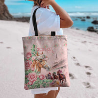Kentucky Horse Racing Tote Bag Rose Diamond Pattern Pink