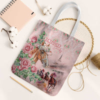 Kentucky Horse Racing Tote Bag Rose Diamond Pattern Pink