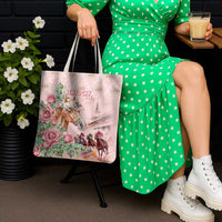 Kentucky Horse Racing Tote Bag Rose Diamond Pattern Pink