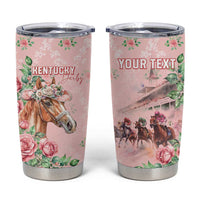 Personalized Kentucky Horse Racing Tumbler Cup Rose Diamond Pattern Pink