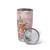 Personalized Kentucky Horse Racing Tumbler Cup Rose Diamond Pattern Pink