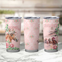 Personalized Kentucky Horse Racing Tumbler Cup Rose Diamond Pattern Pink