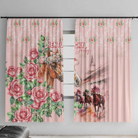 Kentucky Horse Racing Window Curtain Rose Diamond Pattern Pink