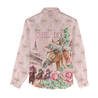 Personalized Kentucky Horse Racing Women Casual Shirt Rose Diamond Pattern Pink