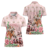 Personalized Kentucky Horse Racing Women Polo Shirt Rose Diamond Pattern Pink