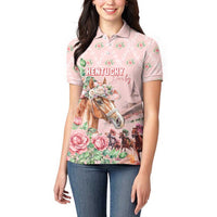 Personalized Kentucky Horse Racing Women Polo Shirt Rose Diamond Pattern Pink