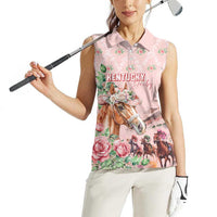 Personalized Kentucky Horse Racing Women Sleeveless Polo Shirt Rose Diamond Pattern Pink