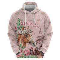 Personalized Kentucky Horse Racing Zip Hoodie Rose Diamond Pattern Pink