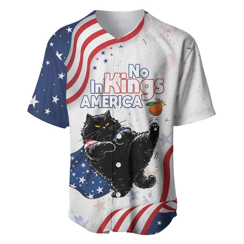 Funny Cat No Kings Baseball Jersey Rejecting Kings Since 1776 - Wonder Print Shop