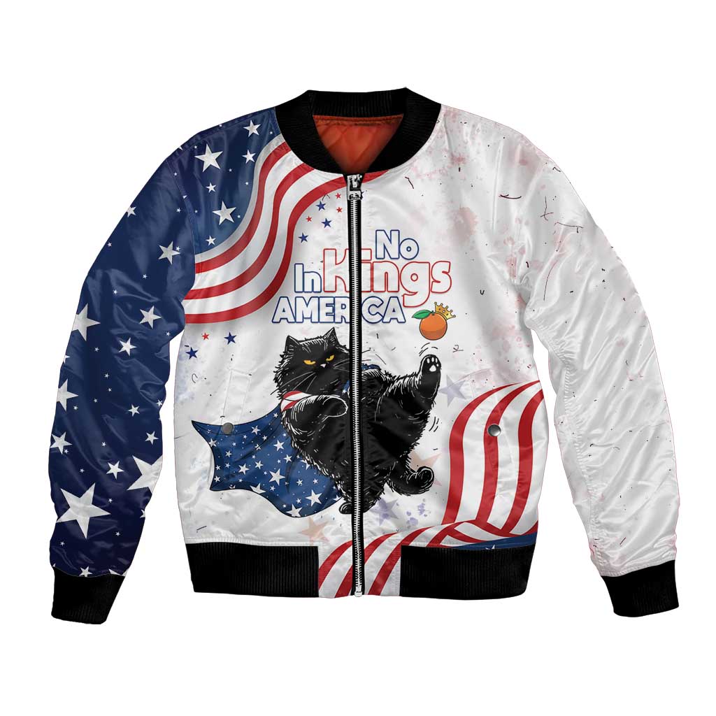 Funny Cat No Kings Bomber Jacket Rejecting Kings Since 1776 - Wonder Print Shop