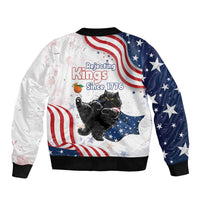 Funny Cat No Kings Bomber Jacket Rejecting Kings Since 1776 - Wonder Print Shop