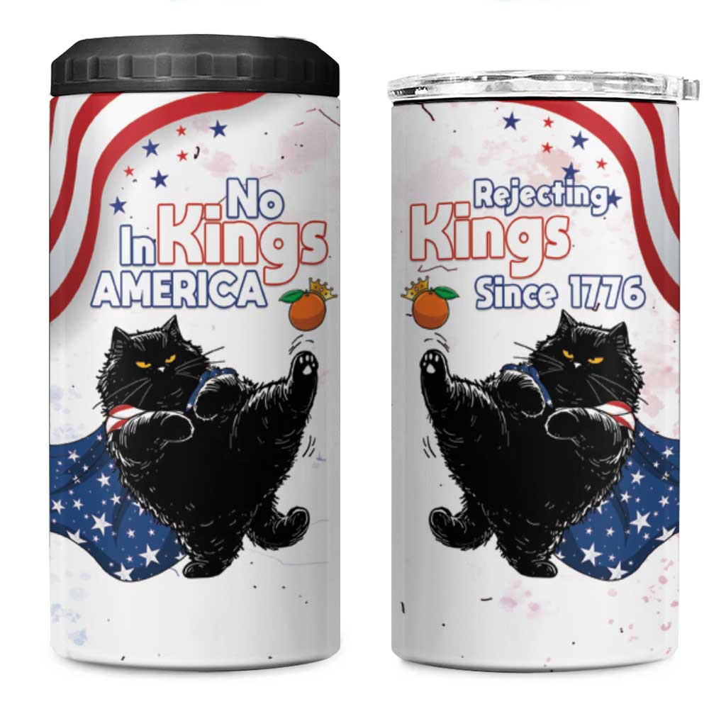 Funny Cat No Kings 4 in 1 Can Cooler Tumbler Rejecting Kings Since 1776 - Wonder Print Shop