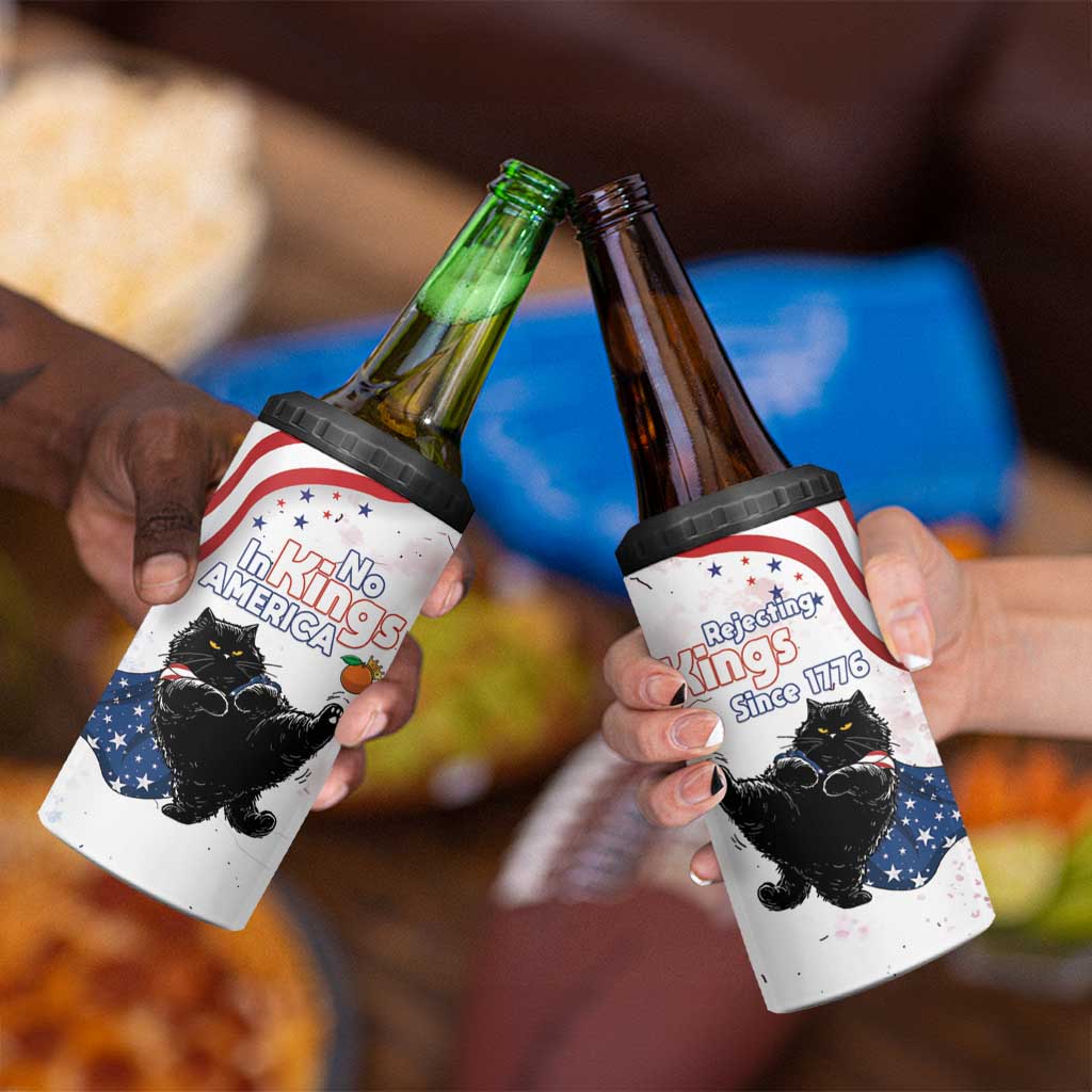 Funny Cat No Kings 4 in 1 Can Cooler Tumbler Rejecting Kings Since 1776 - Wonder Print Shop