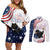 Funny Cat No Kings Couples Matching Off Shoulder Short Dress and Long Sleeve Button Shirt Rejecting Kings Since 1776 - Wonder Print Shop