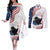 Funny Cat No Kings Couples Matching Off The Shoulder Long Sleeve Dress and Long Sleeve Button Shirt Rejecting Kings Since 1776 - Wonder Print Shop