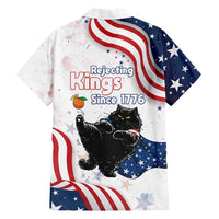 Funny Cat No Kings Family Matching Off Shoulder Maxi Dress and Hawaiian Shirt Rejecting Kings Since 1776 - Wonder Print Shop
