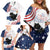 Funny Cat No Kings Family Matching Off Shoulder Short Dress and Hawaiian Shirt Rejecting Kings Since 1776 - Wonder Print Shop
