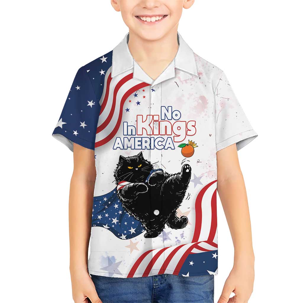 Funny Cat No Kings Family Matching Short Sleeve Bodycon Dress and Hawaiian Shirt Rejecting Kings Since 1776 - Wonder Print Shop
