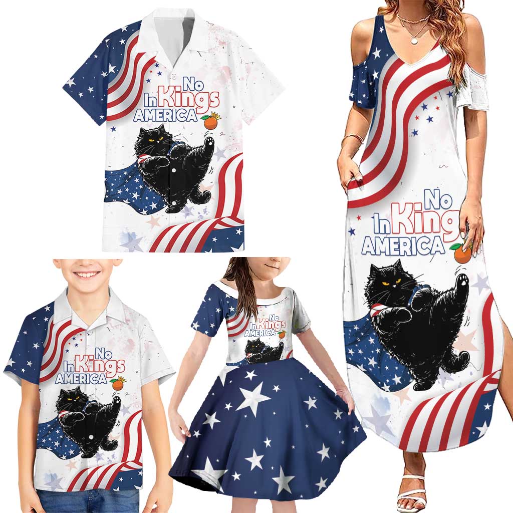 Funny Cat No Kings Family Matching Summer Maxi Dress and Hawaiian Shirt Rejecting Kings Since 1776 - Wonder Print Shop