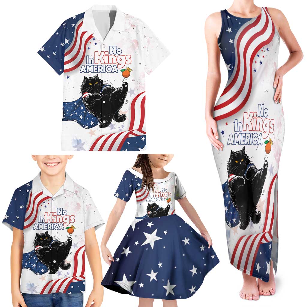 Funny Cat No Kings Family Matching Tank Maxi Dress and Hawaiian Shirt Rejecting Kings Since 1776 - Wonder Print Shop