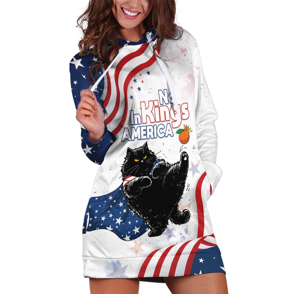 Funny Cat No Kings Hoodie Dress Rejecting Kings Since 1776 - Wonder Print Shop