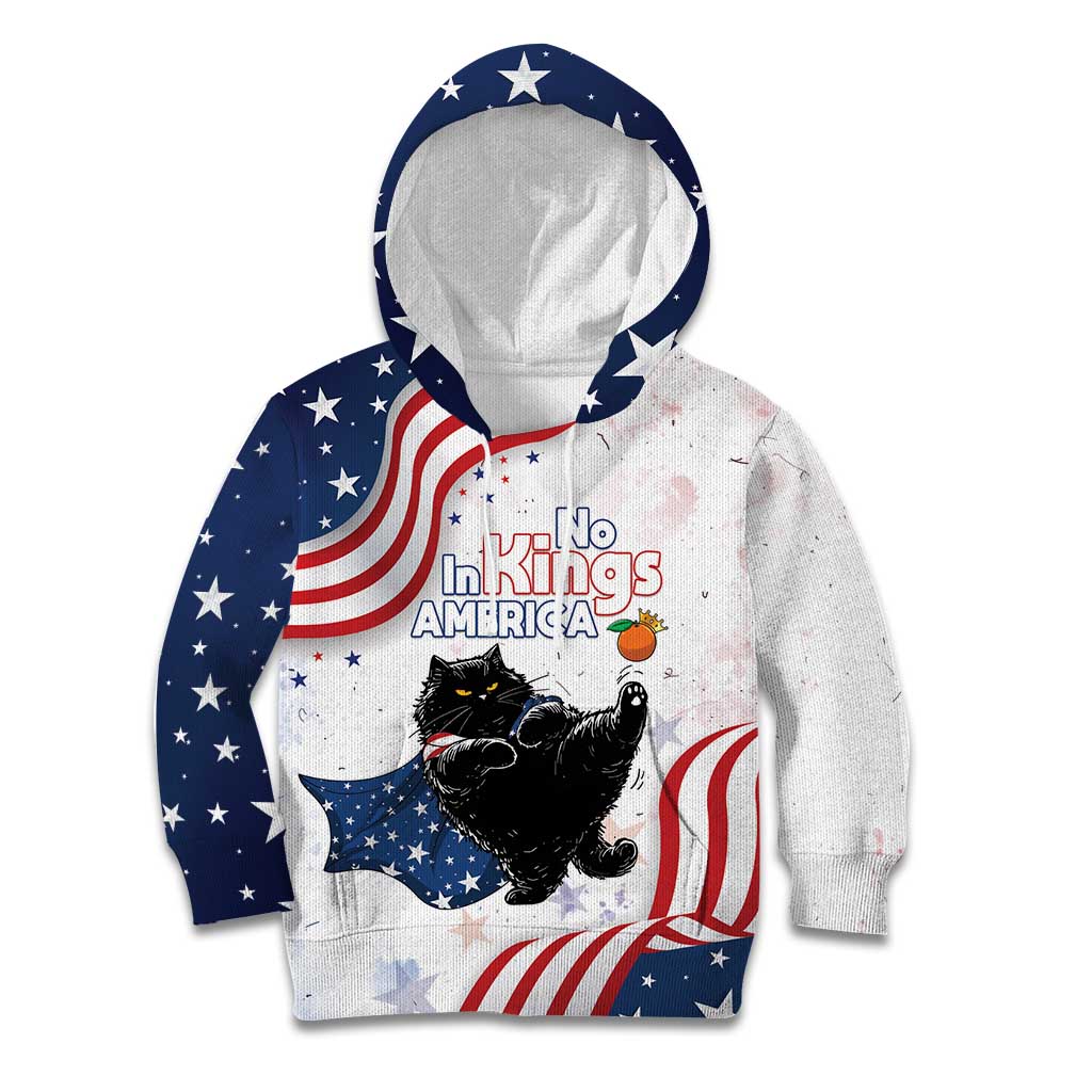 Funny Cat No Kings Kid Hoodie Rejecting Kings Since 1776 - Wonder Print Shop