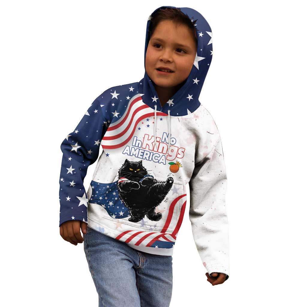 Funny Cat No Kings Kid Hoodie Rejecting Kings Since 1776 - Wonder Print Shop