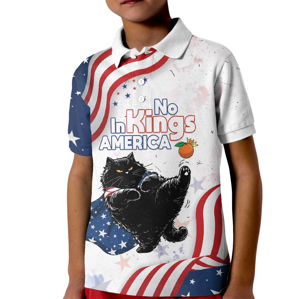 Funny Cat No Kings Kid Polo Shirt Rejecting Kings Since 1776 - Wonder Print Shop