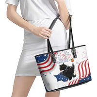 Funny Cat No Kings Leather Tote Bag Rejecting Kings Since 1776 - Wonder Print Shop