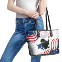 Funny Cat No Kings Leather Tote Bag Rejecting Kings Since 1776 - Wonder Print Shop