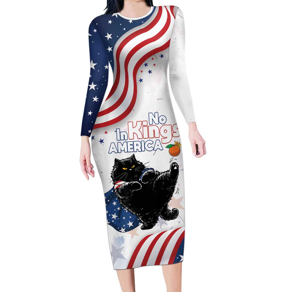 Funny Cat No Kings Long Sleeve Bodycon Dress Rejecting Kings Since 1776 - Wonder Print Shop