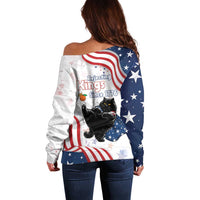 Funny Cat No Kings Off Shoulder Sweater Rejecting Kings Since 1776 - Wonder Print Shop