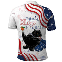 Funny Cat No Kings Polo Shirt Rejecting Kings Since 1776 - Wonder Print Shop