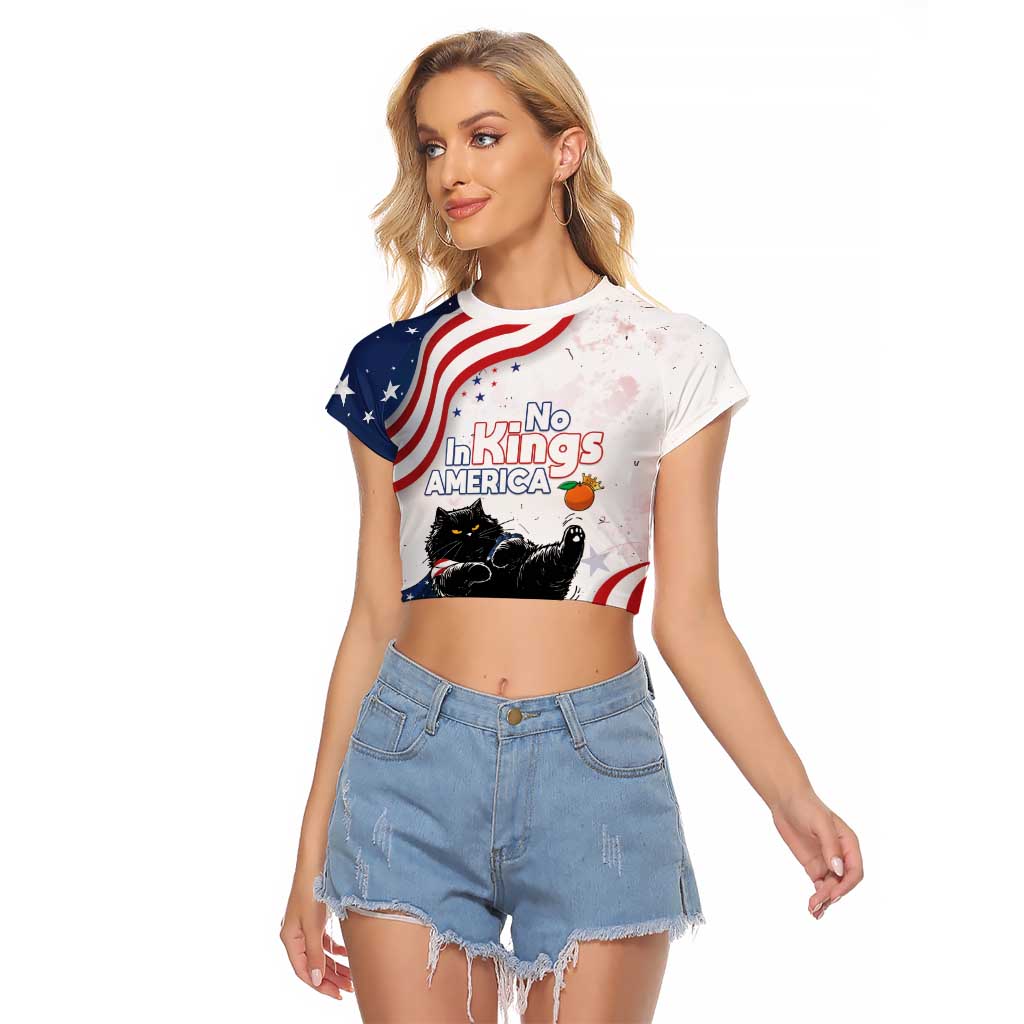 Funny Cat No Kings Raglan Cropped T Shirt Rejecting Kings Since 1776 - Wonder Print Shop
