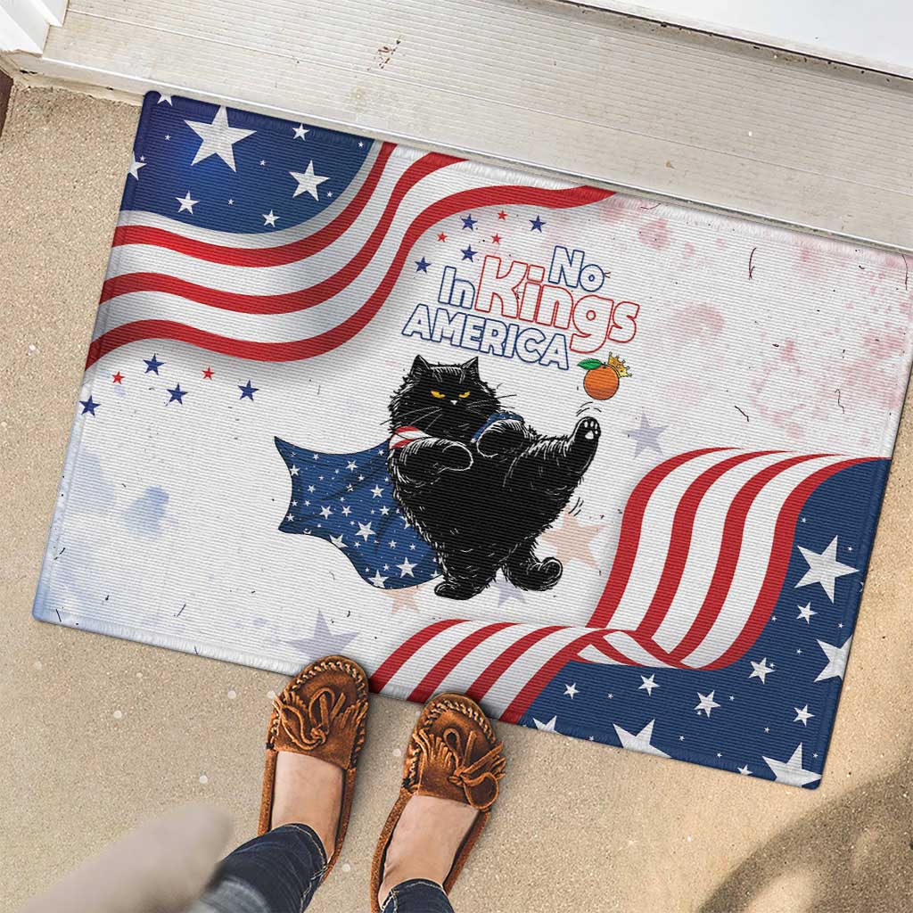 Funny Cat No Kings Rubber Doormat Rejecting Kings Since 1776 - Wonder Print Shop