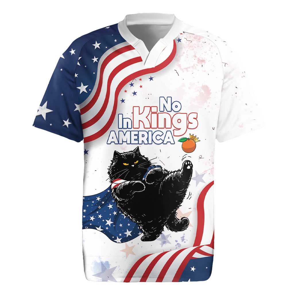 Funny Cat No Kings Rugby Jersey Rejecting Kings Since 1776 - Wonder Print Shop