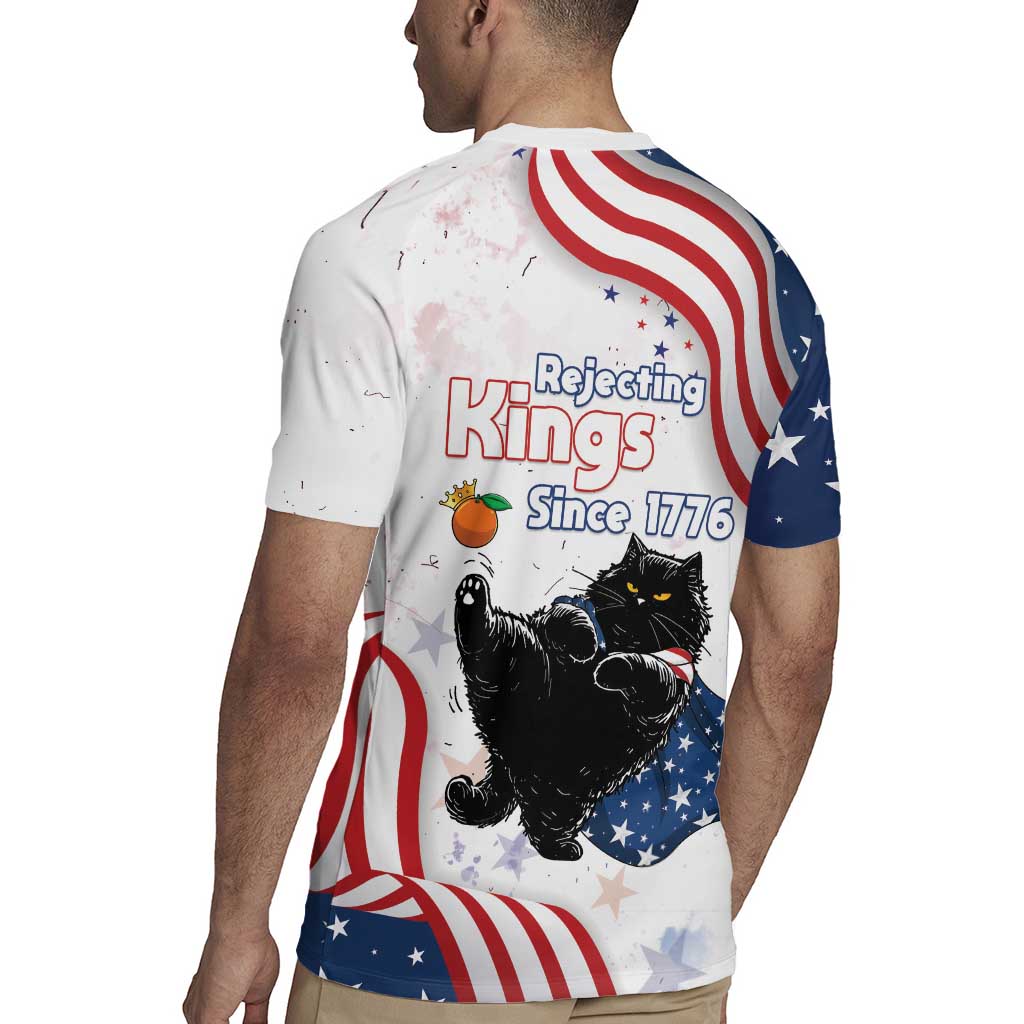 Funny Cat No Kings Rugby Jersey Rejecting Kings Since 1776 - Wonder Print Shop
