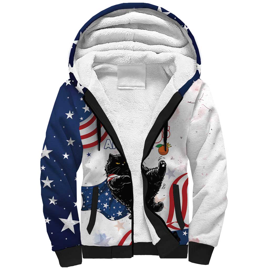 Funny Cat No Kings Sherpa Hoodie Rejecting Kings Since 1776 - Wonder Print Shop