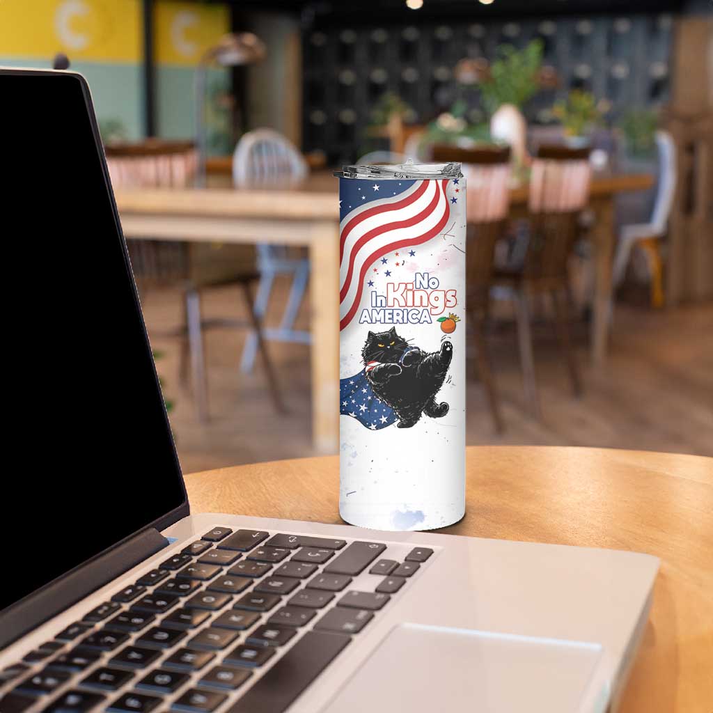 Funny Cat No Kings Skinny Tumbler Rejecting Kings Since 1776 - Wonder Print Shop