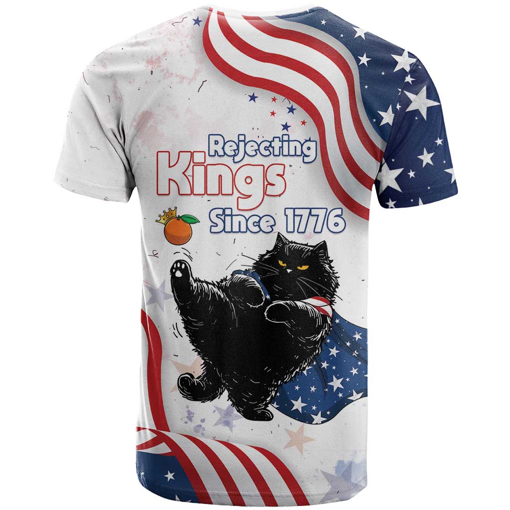Funny Cat No Kings T Shirt Rejecting Kings Since 1776 - Wonder Print Shop