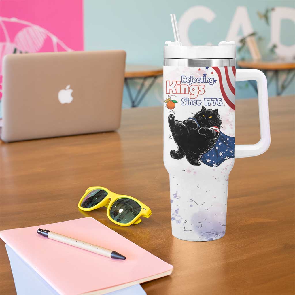Funny Cat No Kings Tumbler With Handle Rejecting Kings Since 1776 - Wonder Print Shop