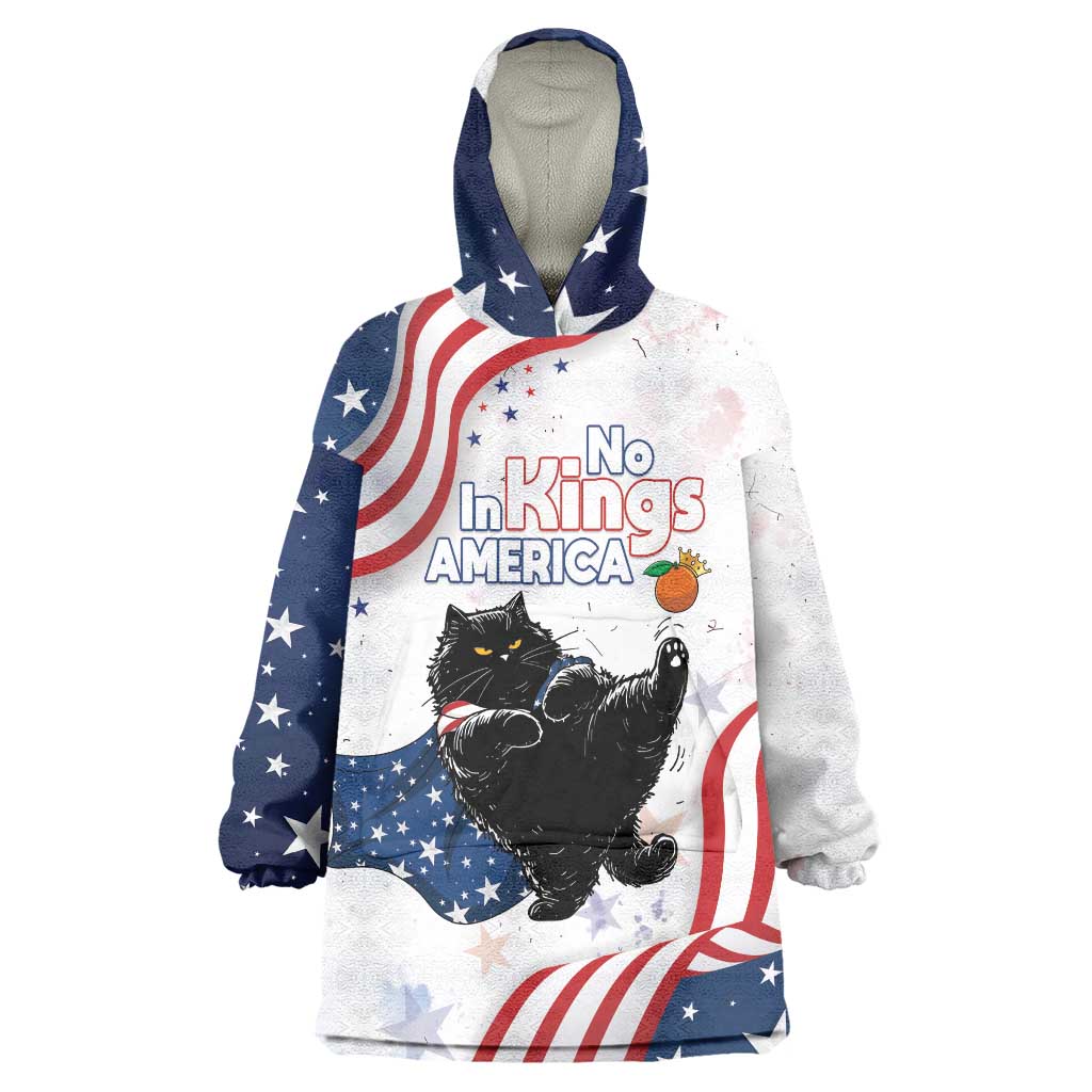 Funny Cat No Kings Wearable Blanket Hoodie Rejecting Kings Since 1776 - Wonder Print Shop